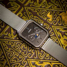 Casio Vintage Moon Phase Silver Dial Stainless Steel Mesh Bracelet Watch 44.5x34mm - MTPM305MC-8AV