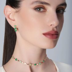 Pasquale Bruni Figlia Dei Fiori Hoop Earrings in 18k Rose Gold with Green Agate, Malachite, Chrysoprase