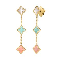 Roberto Coin Venetian Princess Carnival Pastel Flower Drop 18k Yellow Gold Dangle Earrings 1
