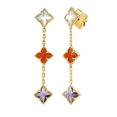 Roberto Coin Venetian Princess Carnival Flower Drop 18k Yellow Gold Dangle Earrings 1