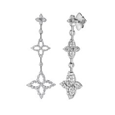 Roberto Coin 1 1/2ctw Diamond Princess Triple Flower 18k White Gold Dangle Earrings 1