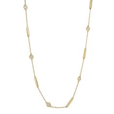 Roberto Coin Love in Verona Bar and 1/3ctw Diamond Bezel Station 18k Yellow Gold Necklace 1