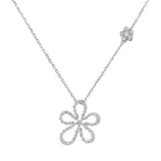 Roberto Coin Jasmine 1/2ctw Diamond Outline Flower 18k White Gold Pendant Necklace 1