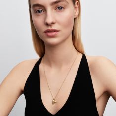 Pandora Essence Organically Shaped Stone-Set Heart Gold-Plated Pendant Necklace