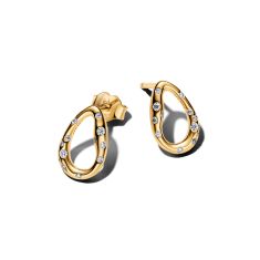 Pandora Essence Organically Shaped Stone-Set Oval Gold-Plated Stud Earrings Pandora Essence Organically Shaped Stone-Set Oval Gold-Plated Stud Earrings