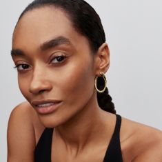 Pandora Essence Organically Shaped Stone-Set Hinged Gold-Plated Hoop Earrings