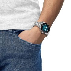 Tissot PR516 Chronograph Quartz Blue Gradient Dial Stainless Steel Watch 40mm - T1494171104101