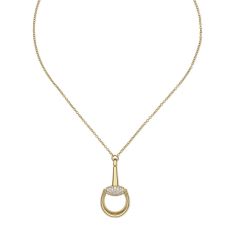 Gucci Horsebit Demi Diamond Pave 18k Yellow Gold Pendant Necklace 1