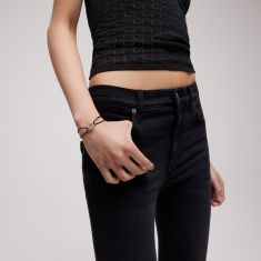 Gucci Interlocking Sterling Silver Black Cord Bracelet