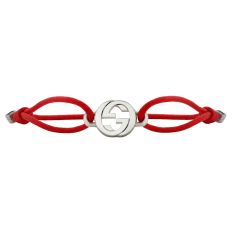 Gucci Interlocking Sterling Silver Red Cord Bracelet