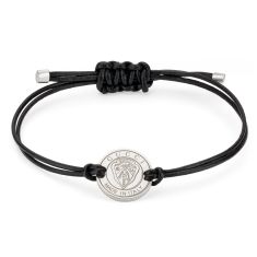 Gucci Crest Sterling Silver Black Leather Cord Bracelet with Charm Gucci Crest Sterling Silver Black Leather Cord Bracelet with Charm
