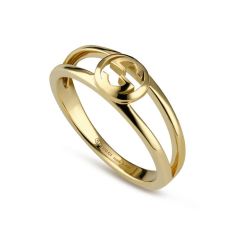 Gucci Interlocking G Two-Band 18k Yellow Gold Ring - Size 7
