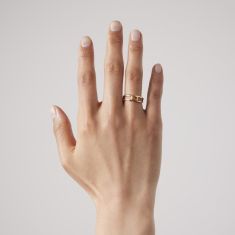 Gucci Interlocking G Two-Band 18k Yellow Gold Ring - Size 7
