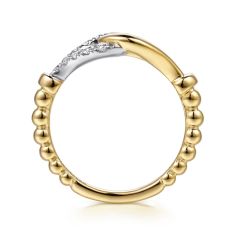 Gabriel & Co. 1/3ctw Diamond 14k Two-Tone Gold Bujukan Stirrup Link Ring