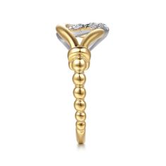 Gabriel & Co. 1/3ctw Diamond 14k Two-Tone Gold Bujukan Stirrup Link Ring