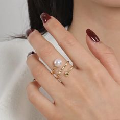 Gabriel & Co. Freshwater Cultured Pearl 14k Yellow Gold Bypass Ring