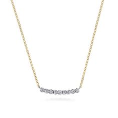 Gabriel & Co. White Sapphire 14k Two-Tone Gold Contemporary Bar Necklace 1
