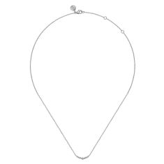 Gabriel & Co. White Sapphire 14k White Gold Curved Bar Necklace