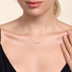 Gabriel & Co. White Sapphire 14k White Gold Curved Bar Necklace