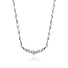Gabriel & Co. White Sapphire 14k White Gold Curved Bar Necklace Gabriel & Co. White Sapphire 14k White Gold Curved Bar Necklace