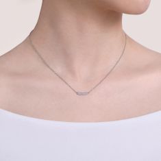 Gabriel & Co. 1/10ctw Diamond 14k White Gold Lusso Bar Necklace