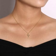 Gabriel & Co. Diamond Accent 14k Yellow Gold Kaslique Cross Pendant Necklace