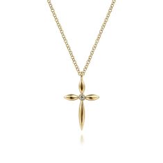 Gabriel & Co. Diamond Accent 14k Yellow Gold Kaslique Cross Pendant Necklace