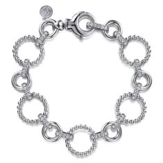 Gabriel & Co. White Sapphire Sterling Silver Bujukan Link Bracelet 1