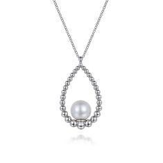 Gabriel & Co. Freshwater Cultured Pearl Sterling Silver Bujukan Teardrop Pendant Necklace 1