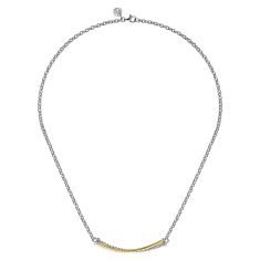 Gabriel & Co. Sterling Silver and 14k Yellow Gold Bujukan Criss Cross Bar Necklace