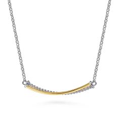 Gabriel & Co. Sterling Silver and 14k Yellow Gold Bujukan Criss Cross Bar Necklace Gabriel & Co. Sterling Silver and 14k Yellow Gold Bujukan Criss Cross Bar Necklace