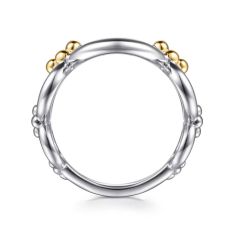 Gabriel & Co. Sterling Silver and 14k Yellow Gold Bujukan Round Link Chain Ring