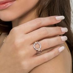 Gabriel & Co. Sterling Silver and 14k Yellow Gold Bujukan Round Link Chain Ring