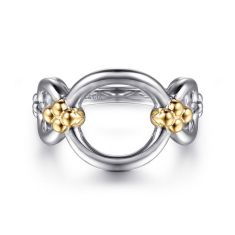 Gabriel & Co. Sterling Silver and 14k Yellow Gold Bujukan Round Link Chain Ring Gabriel & Co. Sterling Silver and 14k Yellow Gold Bujukan Round Link Chain Ring