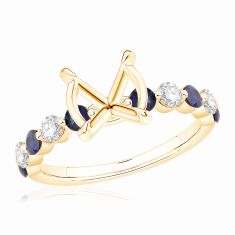 Blue Sapphire and 1/4ctw Diamond 14k Yellow Gold Engagement Ring Setting 1