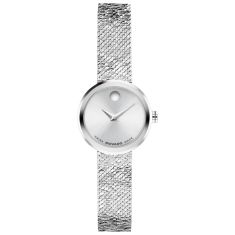 Movado Museum Velura Mini Silver Dial Stainless Steel Mesh Bracelet Watch 21mm - 0607855
