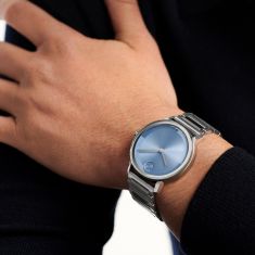 Movado BOLD Evolution 2.0 Blue Dial Grey Ion-Plated Stainless Steel Watch 40mm - 3601422