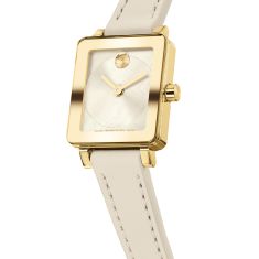 Movado BOLD Evolution 2.0 Mini Champagne Dial Leather Strap Watch 20x23mm - 3601381