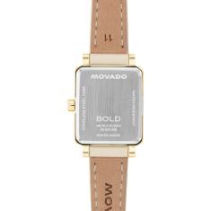 Movado BOLD Evolution 2.0 Mini Champagne Dial Leather Strap Watch 20x23mm - 3601381