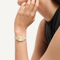Movado BOLD Evolution 2.0 Mini Champagne Dial Leather Strap Watch 20x23mm - 3601381