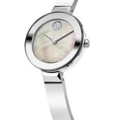 Movado BOLD Mother-of-Pearl Crystal Dial Stainless Steel Bangle Watch 28mm - 3601269