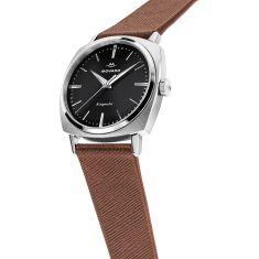Movado Kingmatic Automatic Black Dial Brown Leather Strap Watch 35mm - 3650237
