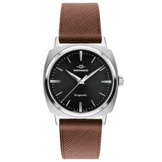 Movado Kingmatic Automatic Black Dial Brown Leather Strap Watch 35mm - 3650237 Movado Kingmatic Automatic Black Dial Brown Leather Strap Watch 35mm - 3650237