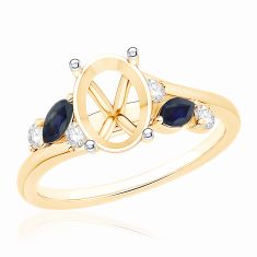 Blue Sapphire and 1/6ctw Diamond 14k Yellow Gold Engagement Ring Setting 1