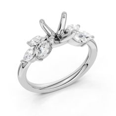 5/8ctw Marquise Diamond 14k White Gold Engagement Ring Setting 1