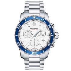 Movado Series 800 Chronograph White Dial Stainless Steel Watch 42mm - 2600195