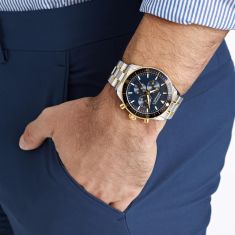 Movado Heritage Calendoplan S Chronograph Blue Dial Two-Tone Watch 42mm - 3650126