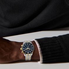 Movado Heritage Calendoplan S Chronograph Blue Dial Two-Tone Watch 42mm - 3650126