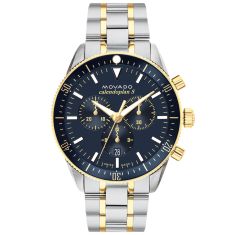 Movado Heritage Calendoplan S Chronograph Blue Dial Two-Tone Watch 42mm - 3650126 1