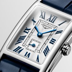 Longines DolceVita Silver-Tone Dial Midnight Blue Leather Strap Watch 20.8x32mm - L52554702